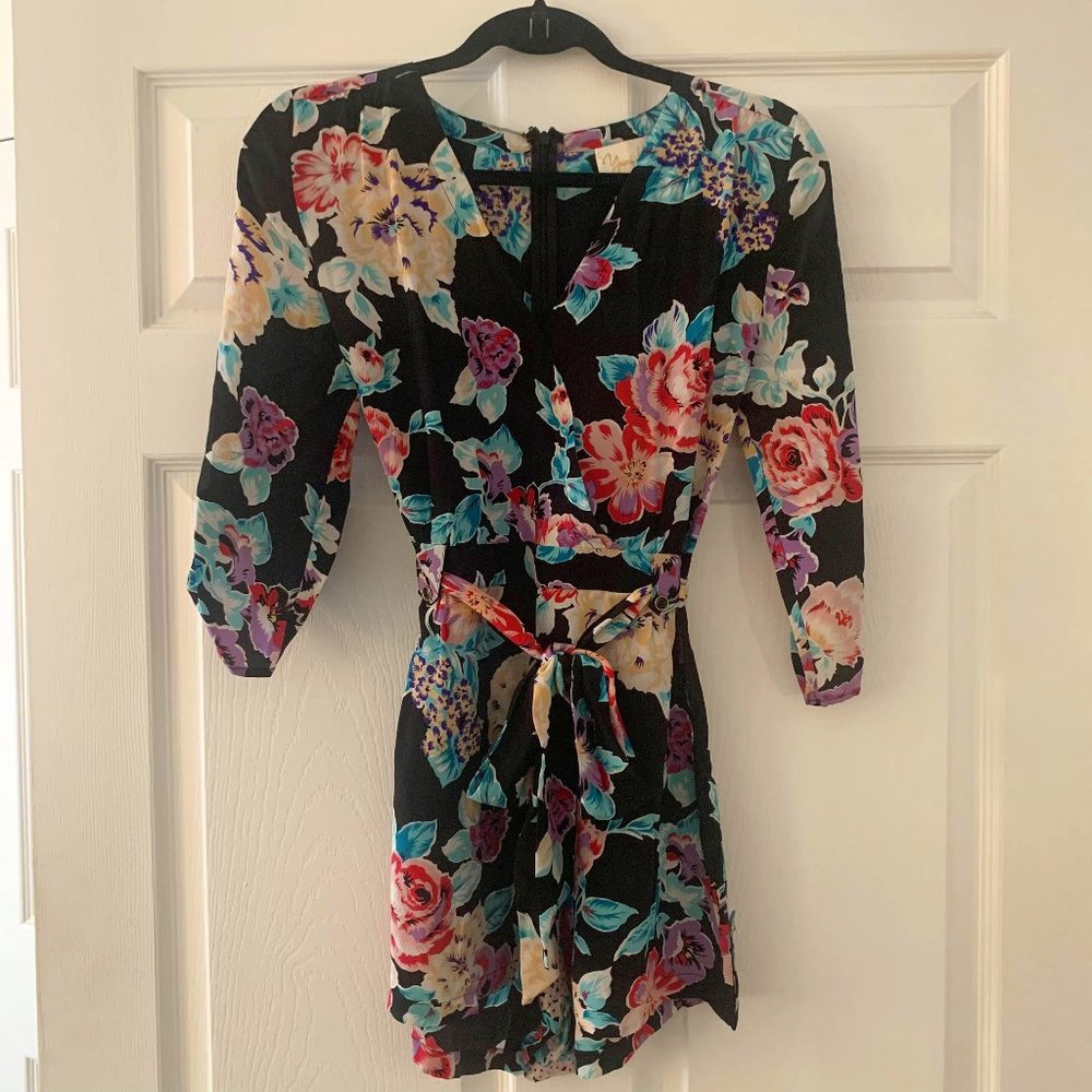 Yumi Kim Black Pink Floral Romper NWOT Size S